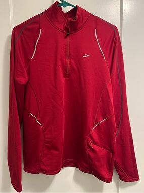 Brooks Men's Red Half-Zip Performance Pullover
